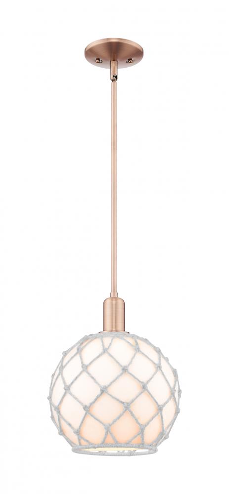 Farmhouse Rope - 1 Light - 10 inch - Antique Copper - Stem hung - Mini Pendant