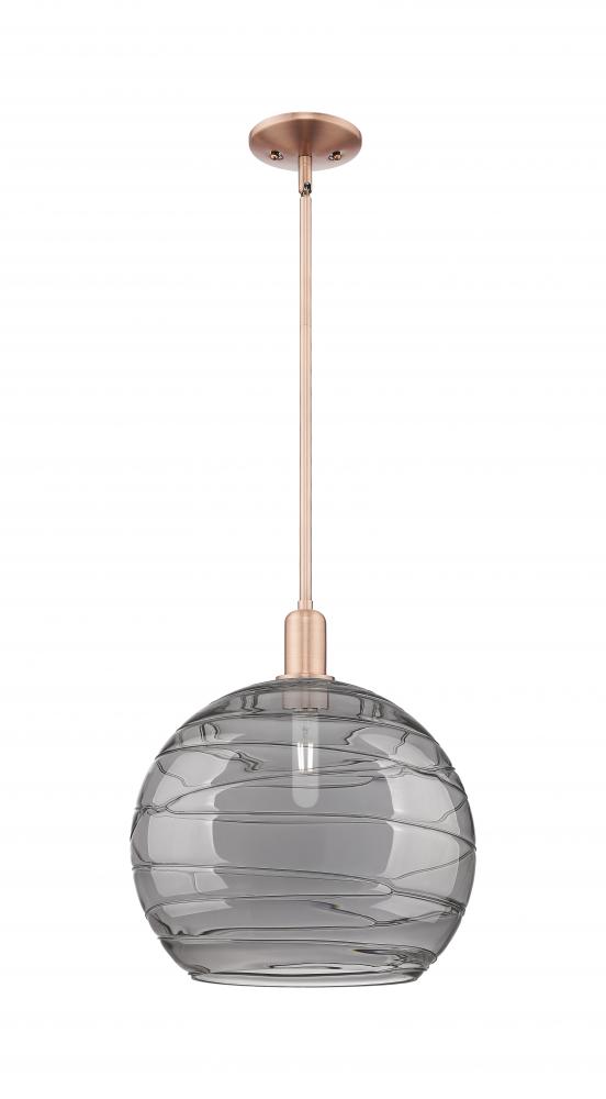 Athens Deco Swirl - 1 Light - 14 inch - Antique Copper - Stem hung - Mini Pendant