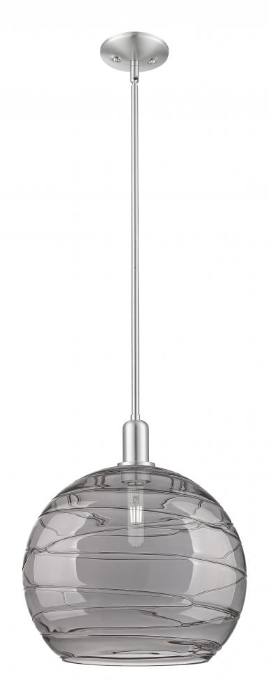 Athens Deco Swirl - 1 Light - 14 inch - Brushed Satin Nickel - Stem hung - Mini Pendant