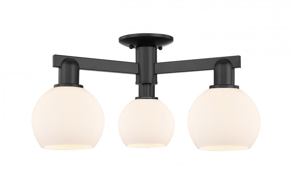 Athens - 3 Light - 23 inch - Matte Black - Semi-Flush Mount