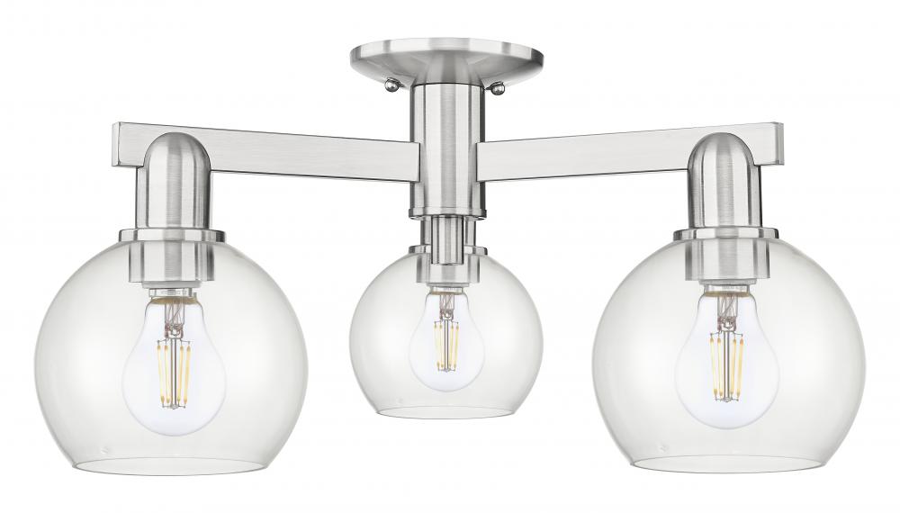 Athens - 3 Light - 23 inch - Brushed Satin Nickel - Semi-Flush Mount