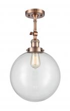 Innovations Lighting 201F-AC-G202-12 - Beacon - 1 Light - 12 inch - Antique Copper - Semi-Flush Mount