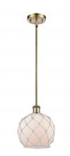 Innovations Lighting 516-1S-AB-G121-8RW - Farmhouse Rope - 1 Light - 8 inch - Antique Brass - Stem hung - Mini Pendant