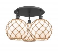 Innovations Lighting 516-3C-BK-G121-10RB - Farmhouse Rope - 3 Light - 22 inch - Matte Black - Flush Mount