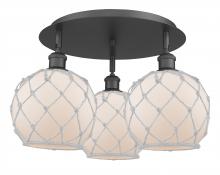 Innovations Lighting 516-3C-BK-G121-8RW - Farmhouse Rope - 3 Light - 20 inch - Matte Black - Flush Mount