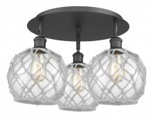 Innovations Lighting 516-3C-BK-G122-8RW - Farmhouse Rope - 3 Light - 20 inch - Matte Black - Flush Mount
