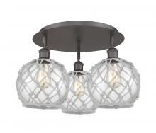 Innovations Lighting 516-3C-OB-G122-8RW - Farmhouse Rope - 3 Light - 20 inch - Oil Rubbed Bronze - Flush Mount