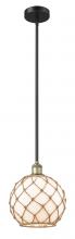 Innovations Lighting 616-1S-BAB-G121-10RB - Farmhouse Rope - 1 Light - 10 inch - Black Antique Brass - Stem hung - Mini Pendant