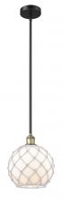 Innovations Lighting 616-1S-BAB-G121-10RW - Farmhouse Rope - 1 Light - 10 inch - Black Antique Brass - Stem hung - Mini Pendant