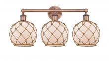 Innovations Lighting 616-3W-AC-G121-8RB - Farmhouse Rope - 3 Light - 26 inch - Antique Copper - Bath Vanity Light