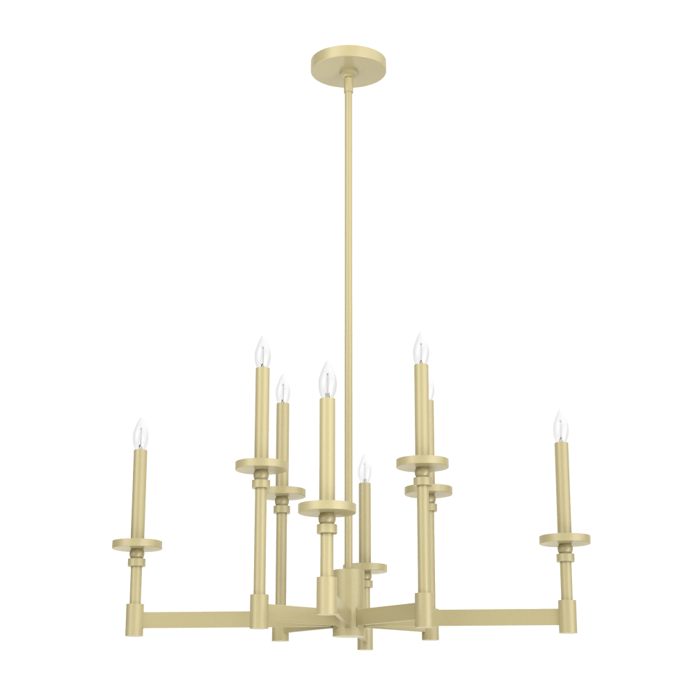 Hunter Briargrove Modern Brass 8 Light Chandelier Ceiling Light Fixture