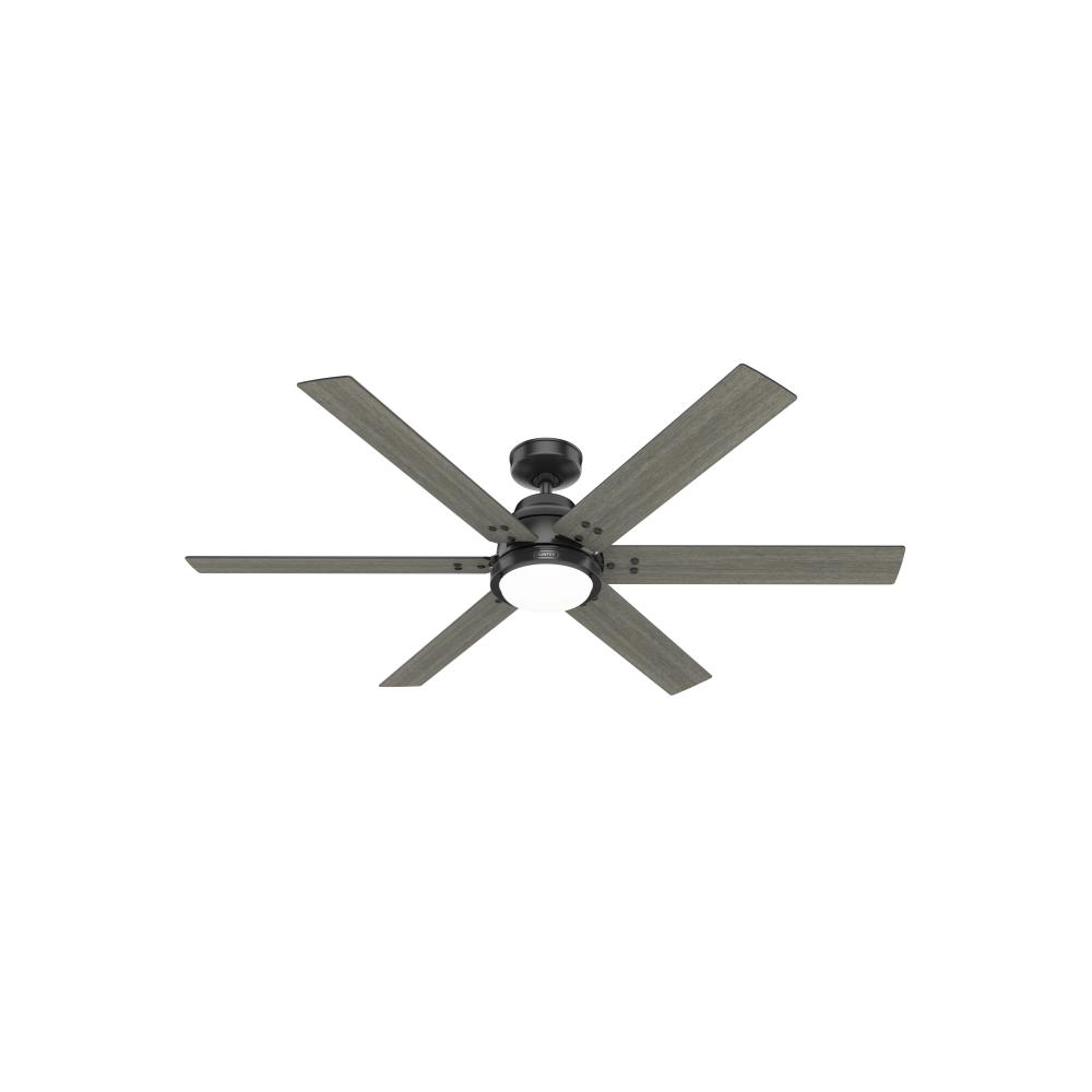 Hunter 60 inch Wi-Fi Gravity Matte Black Ceiling Fan with LED Light Kit and Handheld Remote