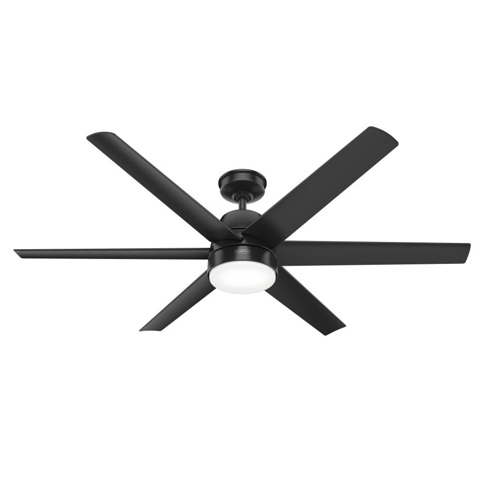 Hunter 60 inch Skysail Matte Black WeatherMax Indoor / Outdoor Ceiling Fan with LED Light Kit and Wa
