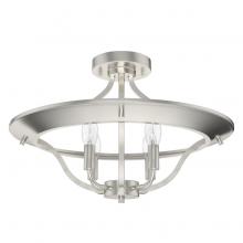 Hunter 19423 - Hunter Perch Point Brushed Nickel 4 Light Flush Mount Ceiling Light Fixture